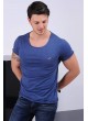 Kesik Cep Mavi T-shirt