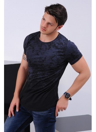 Desenli Lacivert T-shirt