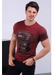 74 Baskılı Bordo T-shirt
