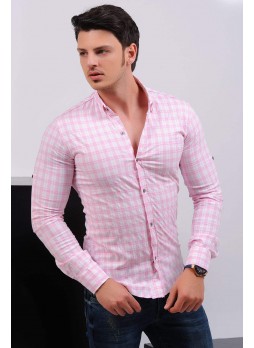 Pembe Beyaz Çizgili Gömlek