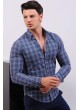 Lacivert Beyaz Ekoseli Gömlek