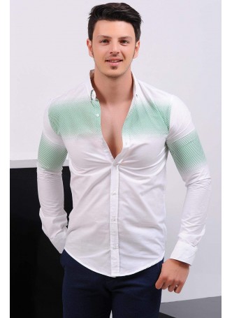 Yeşil Benekli Beyaz Gömlek