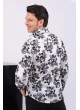 Siyah Çiçek Desenli Beyaz Gömlek