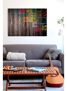 Desenli Ahşap Görünüm Kanvas Tablo