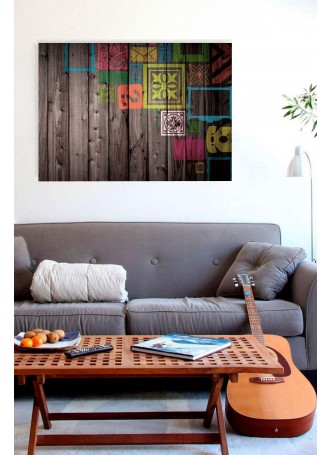 Desenli Ahşap Görünüm Kanvas Tablo