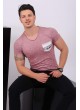 Desenli Cep Bordo T-Shirt