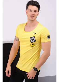 Emoji Armalı Sarı T-Shirt