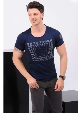 Life Baskılı Lacivert T-Shirt
