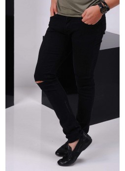 Kesikli Siyah Denim