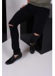 Kesikli Siyah Denim