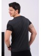 Kol Baskılı Geniş Yaka Füme T-Shirt