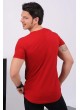 Siyah Baskı Desenli Kırmızı T-Shirt