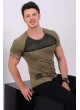 Fermuar Detay Haki T-Shirt