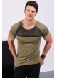 Fermuar Detay Haki T-Shirt