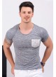 Desenli Cep Gri T-Shirt