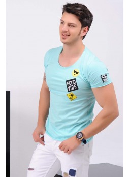 Emoji Armalı NilYeşili T-Shirt