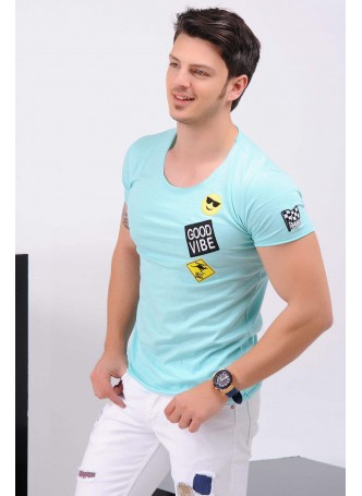 Emoji Armalı NilYeşili T-Shirt