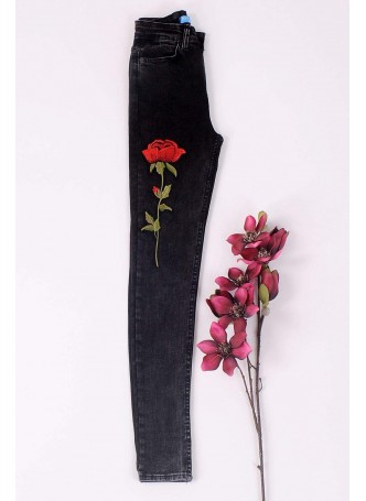 İşlemeli Siyah Denim