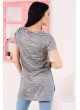V Yaka Kesikli Uzun Gri T-Shirt
