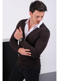 Düğmeli Bordo Hırka