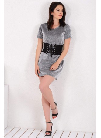 Kemerli Simli Elbise