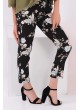 Kuş Çiçek Desenli Füme Pantolon
