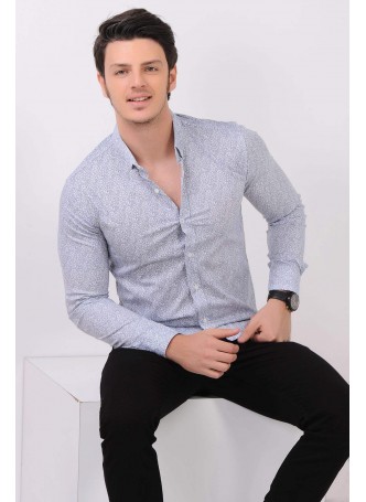 Gri Desenli Beyaz Gömlek