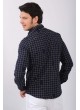 Beyaz Kare Çizgili Lacivert Gömlek