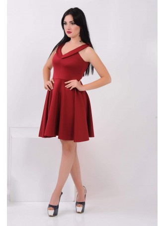 Kalp Yaka Bordo Elbise