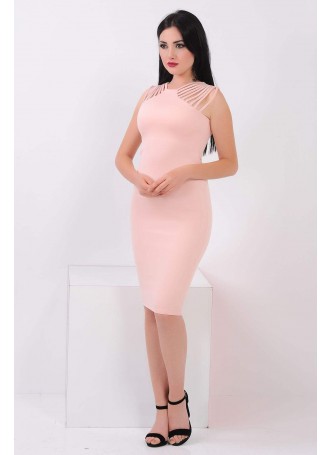 Omuz Kesikli Pudra Elbise