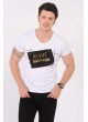 Kabartma Baskılı Beyaz T-Shirt