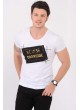 Kabartma Baskılı Beyaz T-Shirt