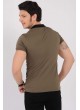 Armalı Siyah Desenli Polo Yaka Haki T-Shirt