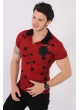 Armalı Siyah Desenli Polo Yaka Kırmızı T-Shirt