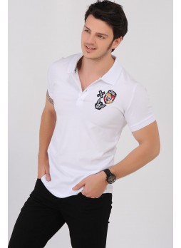 AirForce Armalı Polo Yaka Beyaz T-Shirt