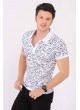 Mini Kamuflaj Desenli Beyaz Polo Yaka T-Shirt