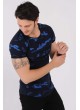 Kamuflaj Şeritli Lacivert T-Shirt