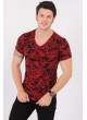 Siyah Desenli Bordo T-Shirt