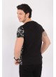 Krem Desenli Siyah T-Shirt
