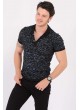 Mini Kamuflaj Desenli Siyah Polo Yaka T-Shirt