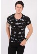 Kamuflaj Şeritli Siyah T-Shirt