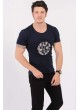 Kabartma Baskılı Lacivert T-Shirt