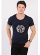 Kabartma Baskılı Lacivert T-Shirt