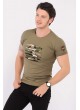 Army Armalı Kesikli Haki T-Shirt