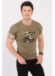 Army Armalı Kesikli Haki T-Shirt