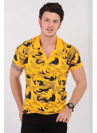 Siyah Desenli Sarı T-Shirt