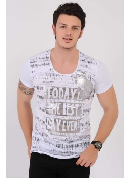 Todays Baskılı Beyaz T-Shirt