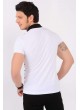 Armalı Siyah Desenli Polo Yaka Beyaz T-Shirt