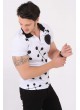 Armalı Siyah Desenli Polo Yaka Beyaz T-Shirt