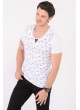 Siyah Baskı Desenli U Yaka Beyaz T-Shirt